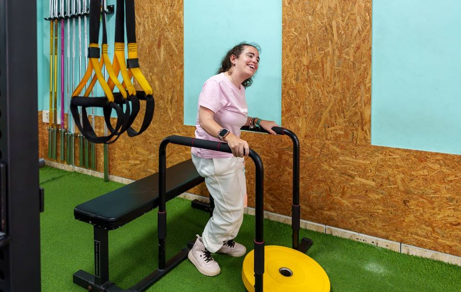 Having fun at the gym